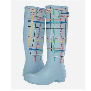 NWT HUNTER Original Tall Rock Tartan Rain Boots
